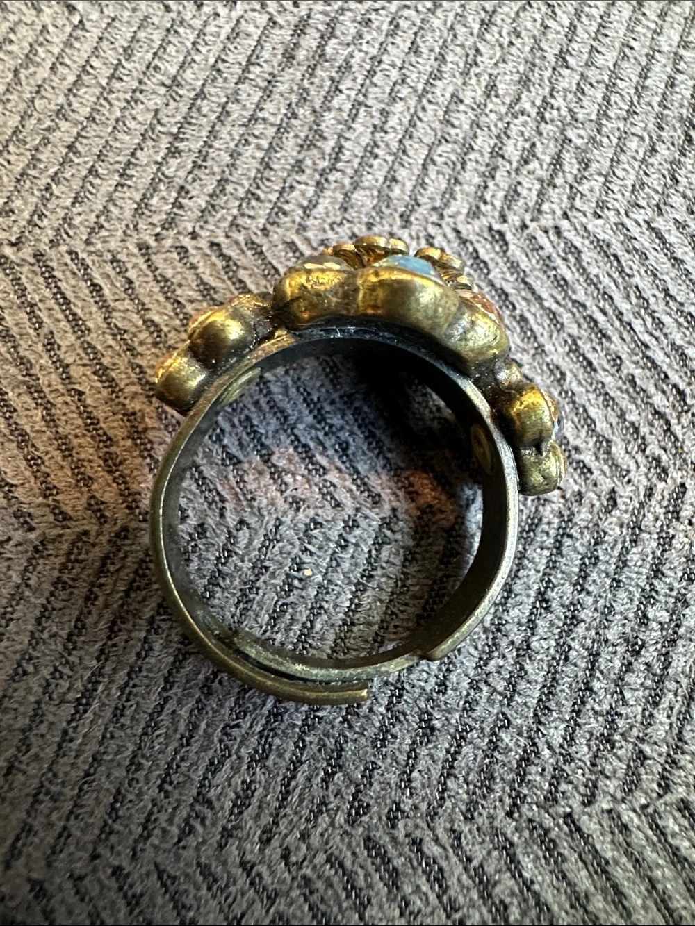 Michal Negrin Gold-Tone Floral Ring with Blue and Teal Crystals